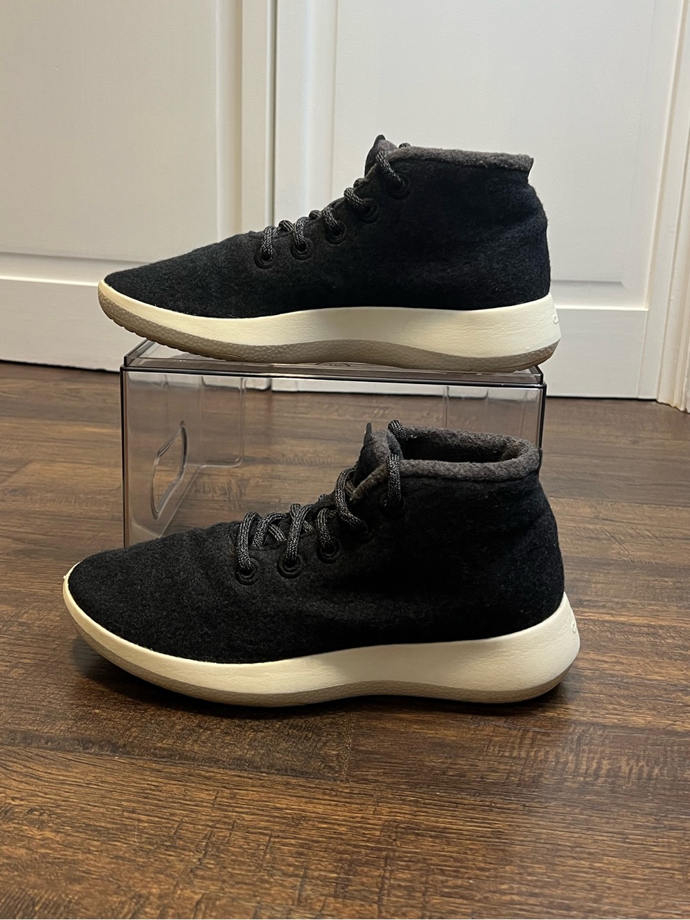 allbirds Women’s Black Wool Runner-Up Mizzle High-Top Sneakers with White Sole